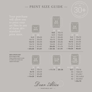 Print Size Guide by Dear Alice Art | Print your digital Art files in more than 30 standard print sizes.