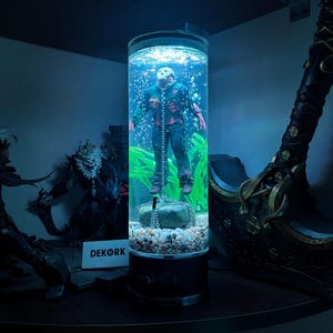 Underwater Horror Masked Killer Lamp - Horror Night Light - Unique Handmade Decor - Liquid Submerged Design - Halloween Lamp
