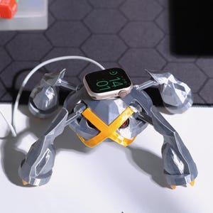 Steel Beast 3D Printed iWatch Earbud Airpod Phone Wireless Magnetic Charger Stand, Fast 15W Charger for All iWatch Models, Unique Gamer Gift