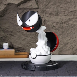 Humidificador Gastly, luz LED morada, impresión 3D, decoración de escritorio para gamers, dormitorio, oficina, lámpara de noche, regalo personalizado para sala de juegos, regalo único y nostálgico. Regular White PLA