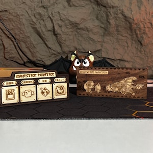 A stunning set of magnetic fridge art inspired by Monster Hunter, featuring a detailed wooden depiction of Rathalos, a legendary creature from the game. This handcrafted magnetic display piece is made from solid wood and incorporates a hidden magnetic layer to securely attach to metal surfaces such as refrigerators. The vibrant colors and intricate wood detailing capture the essence of Rathalos and bring an epic gaming vibe to your kitchen or living room.
