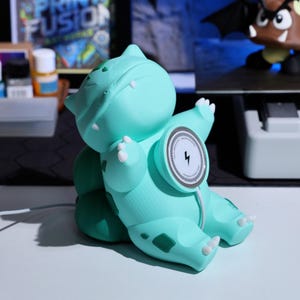 Bulbasaur MagSafe Charger Stand iPhone Holder 15W Fast Charging Station, Pokem Table Desk Accessory for Fans Collectors Christmas Gamer Gift