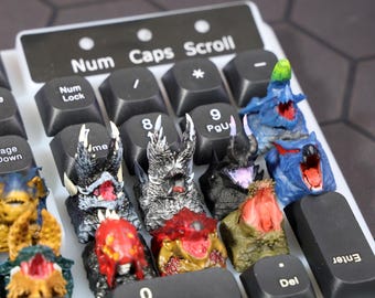 Monster Hunter Rise Dragon Keycap-Serie Artisan Tastenkappen für Gamer MHR MHW Mechanische Tastatur Tastenkappen für Gamer Cherry MX Kompatibel