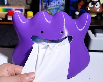 Ditto Monster Tissue Box – 3D Printed with Soft Texture, Magnetic Base for Desk, Home & Office Decor, Ideal Xmas Gift for Monster Gamer Fans
