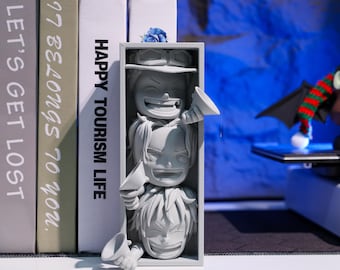 Book Nook 3D Printed Matte PLA Collectible Statue for Horror and Anime Fans Decor, Book Shelf Decor Bookends 3d Printed Book Lovers Gift