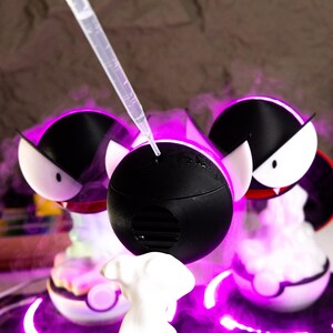 Humidificador Gastly, luz LED morada, impresión 3D, decoración de escritorio para gamers, dormitorio, oficina, lámpara de noche, regalo personalizado para sala de juegos, regalo único y nostálgico. imagen 7
