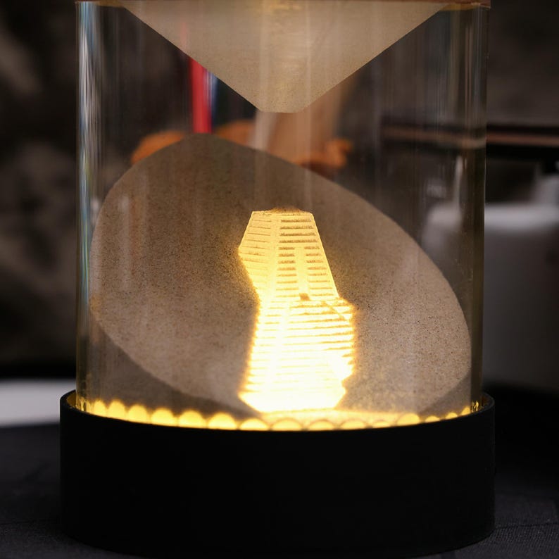 Dune sandworm-themed sand glass night light unique lamp inspired by sci-fi for bedroom decor and living room ambient lighting three color options blue white black unique Dune decor night light great holiday or Christmas gift for movie fans
