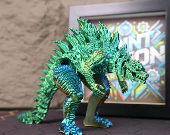 電気メッキゴジラ怪獣フィギュア ブルークローム 可動式おもちゃ 3D