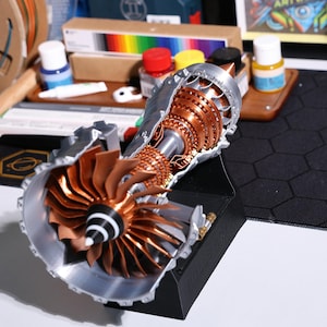 Jet Engine Turbofan Model 3D Printed Motorized Rotating Turbine Blades, Christmas Aviation Decor Gift | Functional Aircraft Engine Display