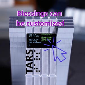 Personalized holiday gifts for sci-fi fans, TARS Robot desktop ornament with customizable screen for Christmas or New Year, perfect movie memorabilia gift for space adventure lovers, movie scene playback and collectible decor piece.