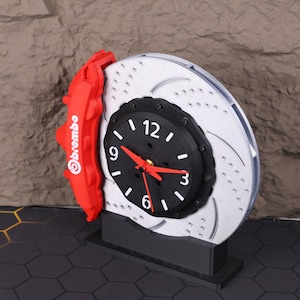 Brembo Brake Caliper Wall Clock Racing Car Desk Clock Motorsport Garage Decor Supercar Enthusiast Gift Brake Disc Clock for Car Lovers