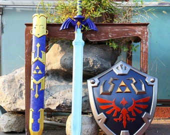 Zelda Master Light-Up Sword Replica Decor Hylian Shield Cosplay Prop Toy Twilight Princess, Ocarina of Time, TOTK, BOTW Cosplay Gamer Gift