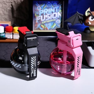 Stylish and portable USB-powered humidifier for gaming rooms, home offices, or bedrooms, featuring LED lights and a unique grenade design. Helps to moisturize dry air and adds a cool touch to any modern space.
