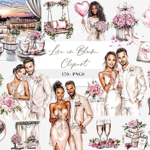 Clipart de acuarela romántico del día de San Valentín Propuesta Fiesta PNG Celebración de bodas Arte Noche de cita Hito Aniversario Arte Renovación de votos