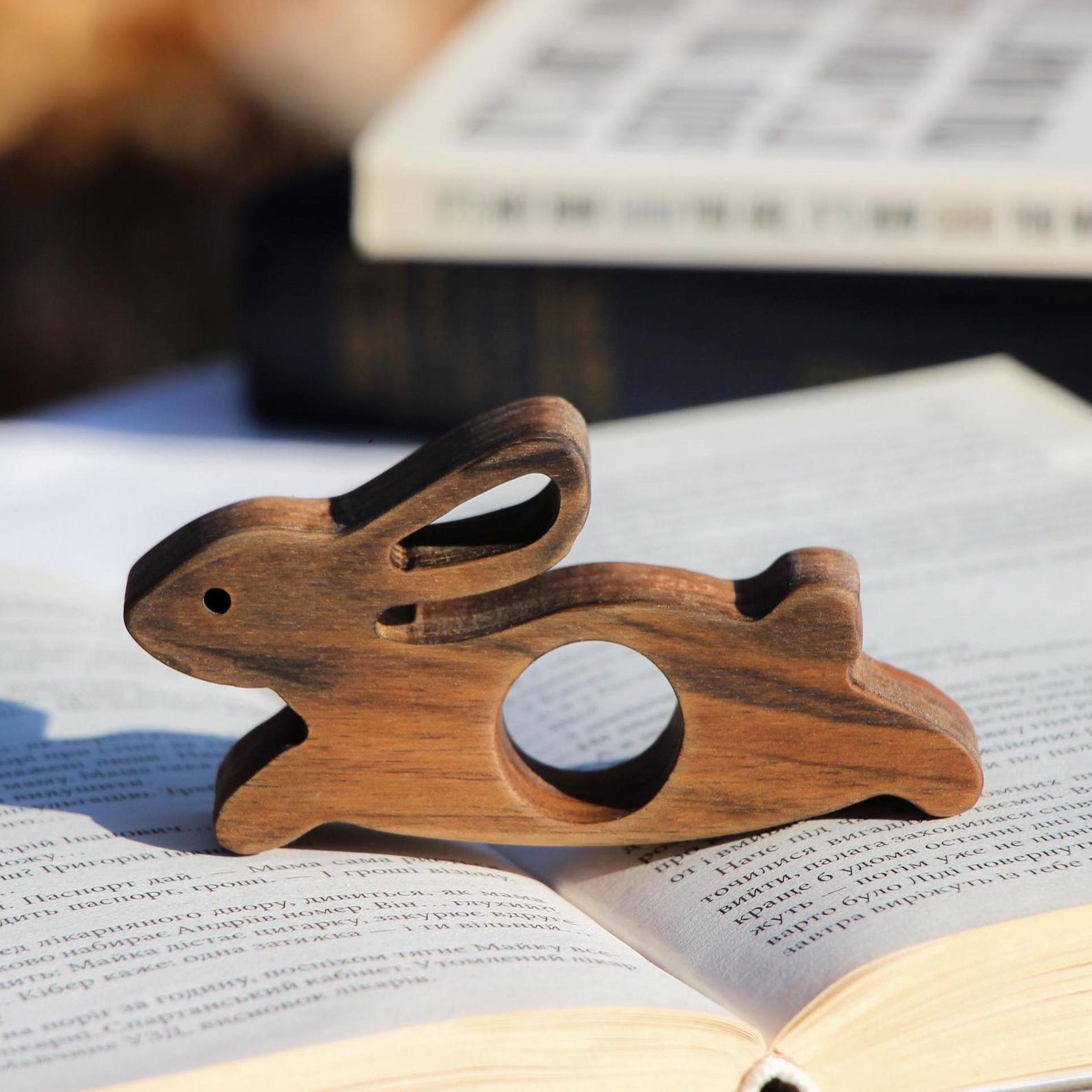 Rabbit-shaped Book Thumb Page Holder Made From Natural Walnut, Handmade ...