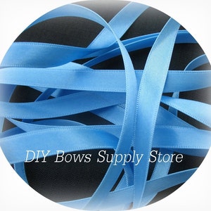 OFFRAY 3/8 CAPRI BLUE Double Face Satin Ribbon - 5 Yards