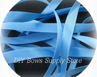 OFFRAY 3/8 CAPRI BLUE Double Face Satin Ribbon - 5 Yards