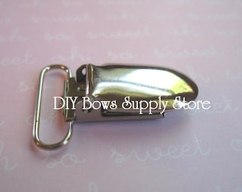 100 Metal Pacifier Clips - 1" or 2.5 cm Suspender / Pacifier / Bib Holder
