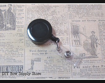 25 Black ID Badge Reels / Retractable Cord / Belt Clip