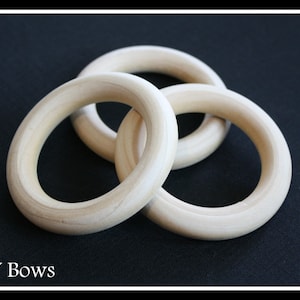 4 Large Wooden Ring 3 inch diameter 76mm Great for Jewelry, Teethers, Ring Toss Games and More image 1