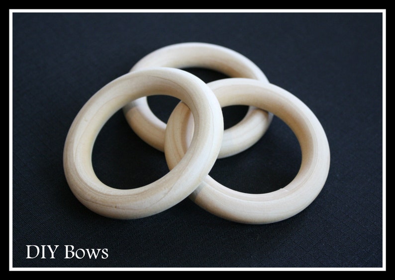 4 Large Wooden Ring 3 inch diameter 76mm Great for Jewelry, Teethers, Ring Toss Games and More image 1