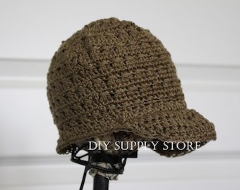 CLOSEOUT - Toddler Mocha Brown Crochet Newsboy Hat - TODDLER SIZE