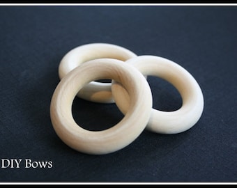 10 - Medium Wooden Ring - 2-1/2 inch diameter - Great for Jewelry, Teethers, Ring Toss Games and More