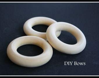 3 - Medium Wooden Ring - 2-1/2 inch diameter ( 63.5 mm) - Great for Jewelry, Teethers, Ring Toss Games and More