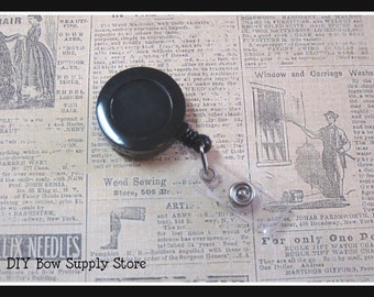 10 Black ID Badge Reels / Retractable Cord / Belt Clip
