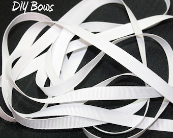 3/8 Solid White Grosgrain Ribbon - 5 Yards