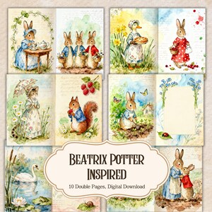 Peter Rabbit Junk Journal | Beatrix Potter Inspired |  Digital Download JPG
