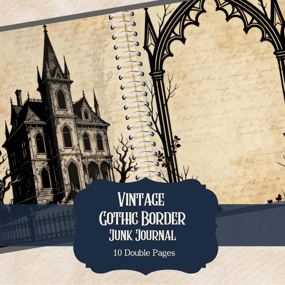 Gothic Junk Journal Pages | Haunted Castle, Witch, Skull (digital ...