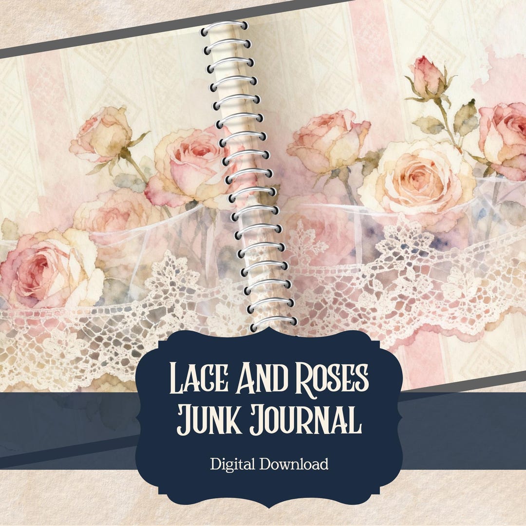 Lace and Roses Junk Journal | Shabby Chic Pages 10 Double Pages (JPG ...