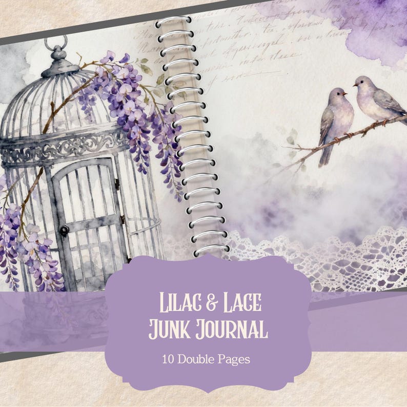 Lilac & Lace Junk Journal Printable | Shabby Chic Ephemera (digital ...