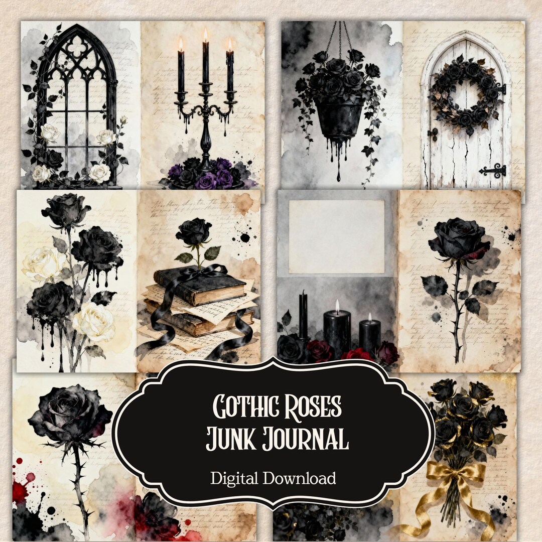 Black Roses Junk Journal Pages | Gothic Victorian Ephemera (digital ...