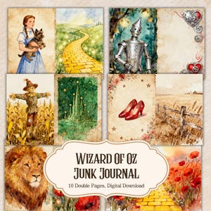 Wizard of Oz Junk Journal | Yellow Brick Road Pages 10 Double Pages (JPG)