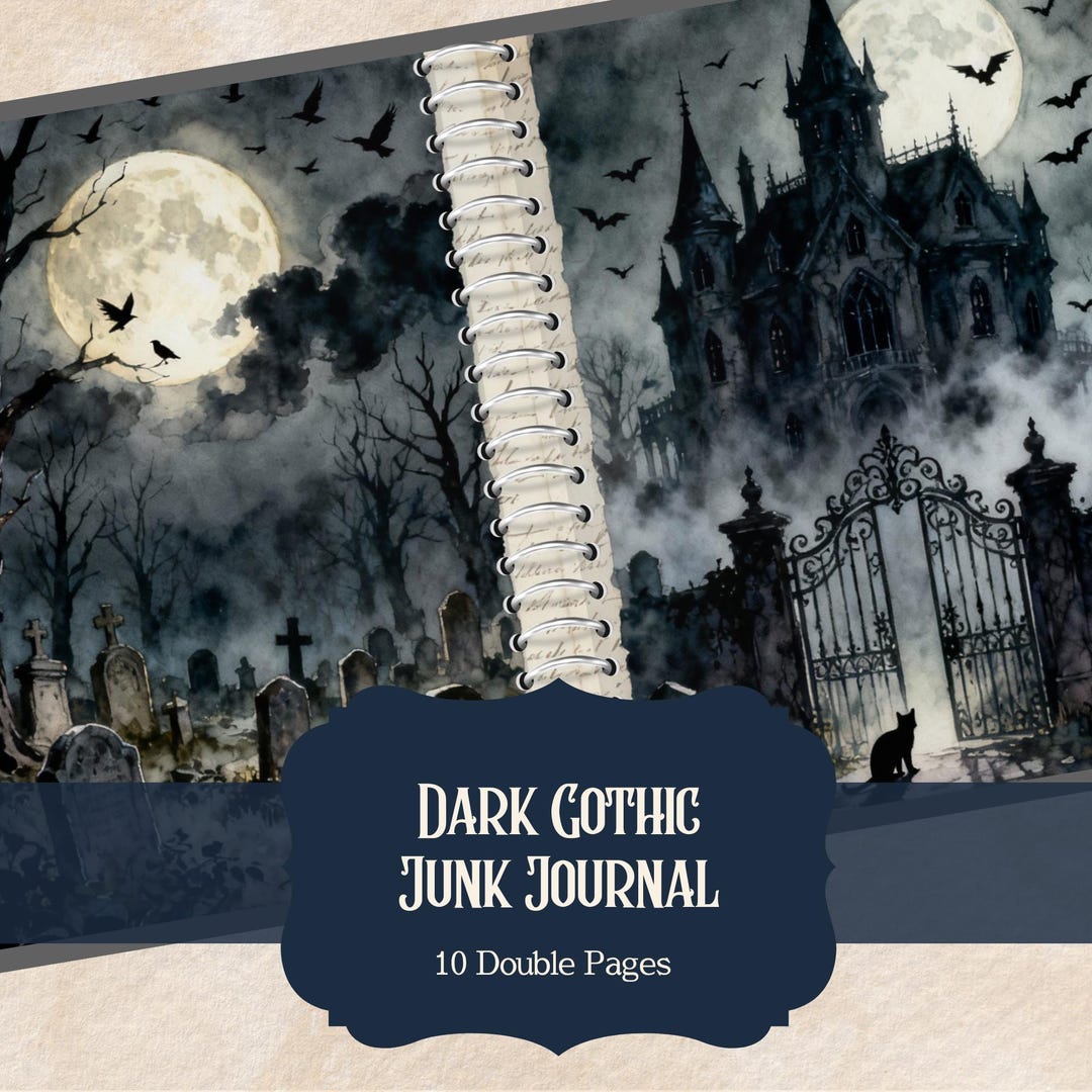 Gothic Junk Journal Pages | Haunted Castle, Cemetery (digital Download ...