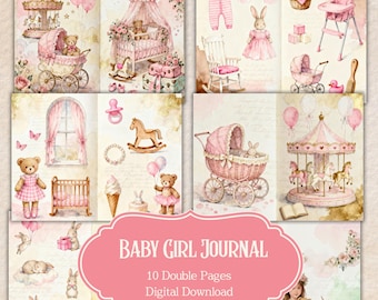 Journal de bord pour bébé fille | Livre de souvenirs pour bébé première année