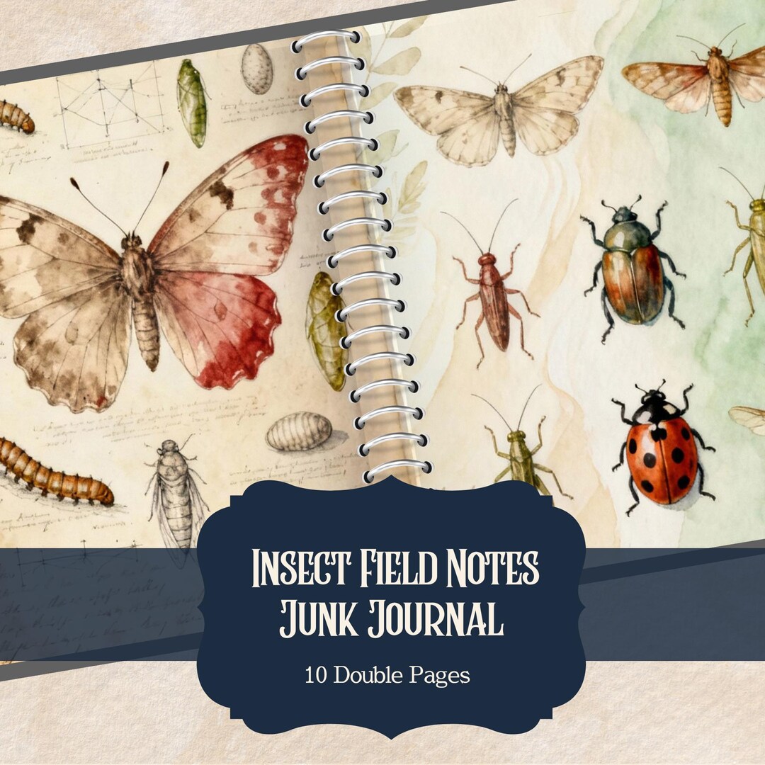 Printable Insect Journal Vintage Insect Junk Journal | Butterfly, Bee, Beetle Ephemera (digital ...
