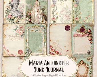 Maria Antoinette Junk Journal Kit | Shabby Chic Roses (Digital Download)