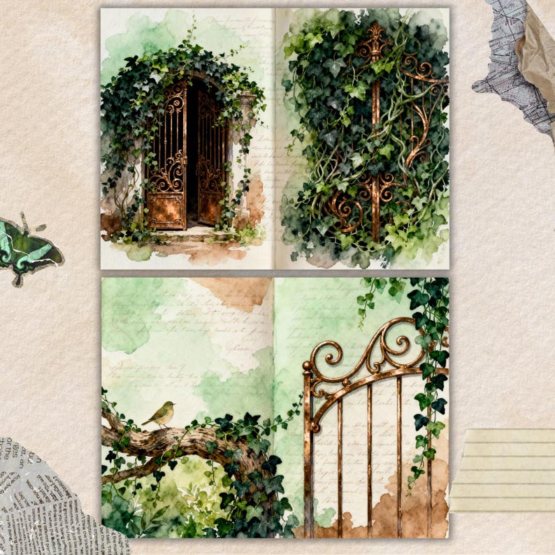 Junk Journal Kit: Secret Garden Gates and Keys (digital Download) - Etsy