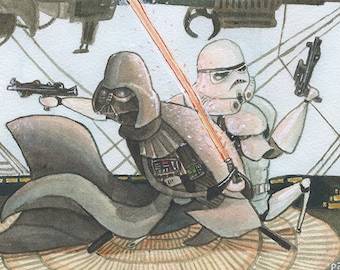 Darth Vader - Pintura original de acuarela