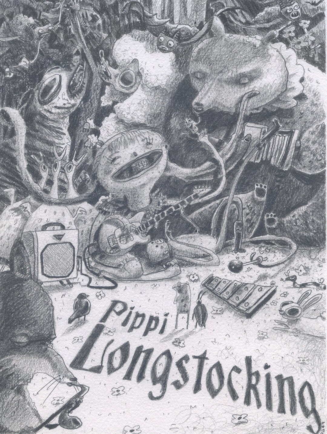 Pippi Longstocking Original Graphite Drawing - Etsy
