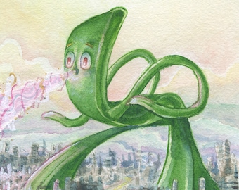 Kaiju Gumby - original watercolor