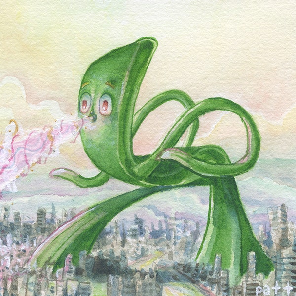 Kaiju Gumby - original watercolor