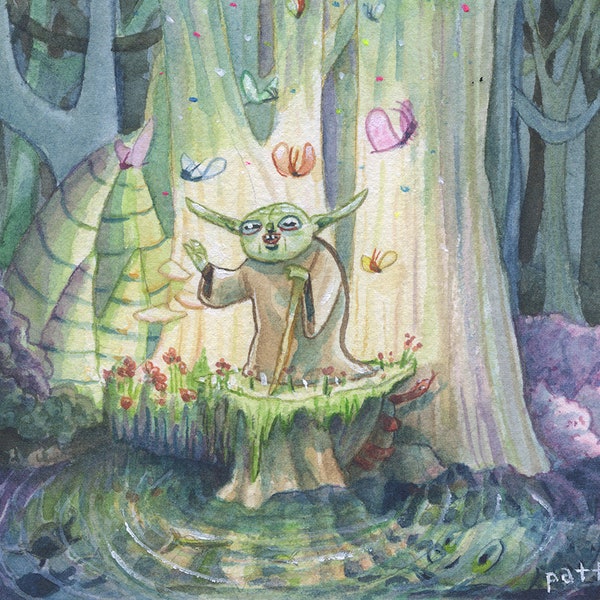 Yoda - Original watercolor Painting - Star Wars