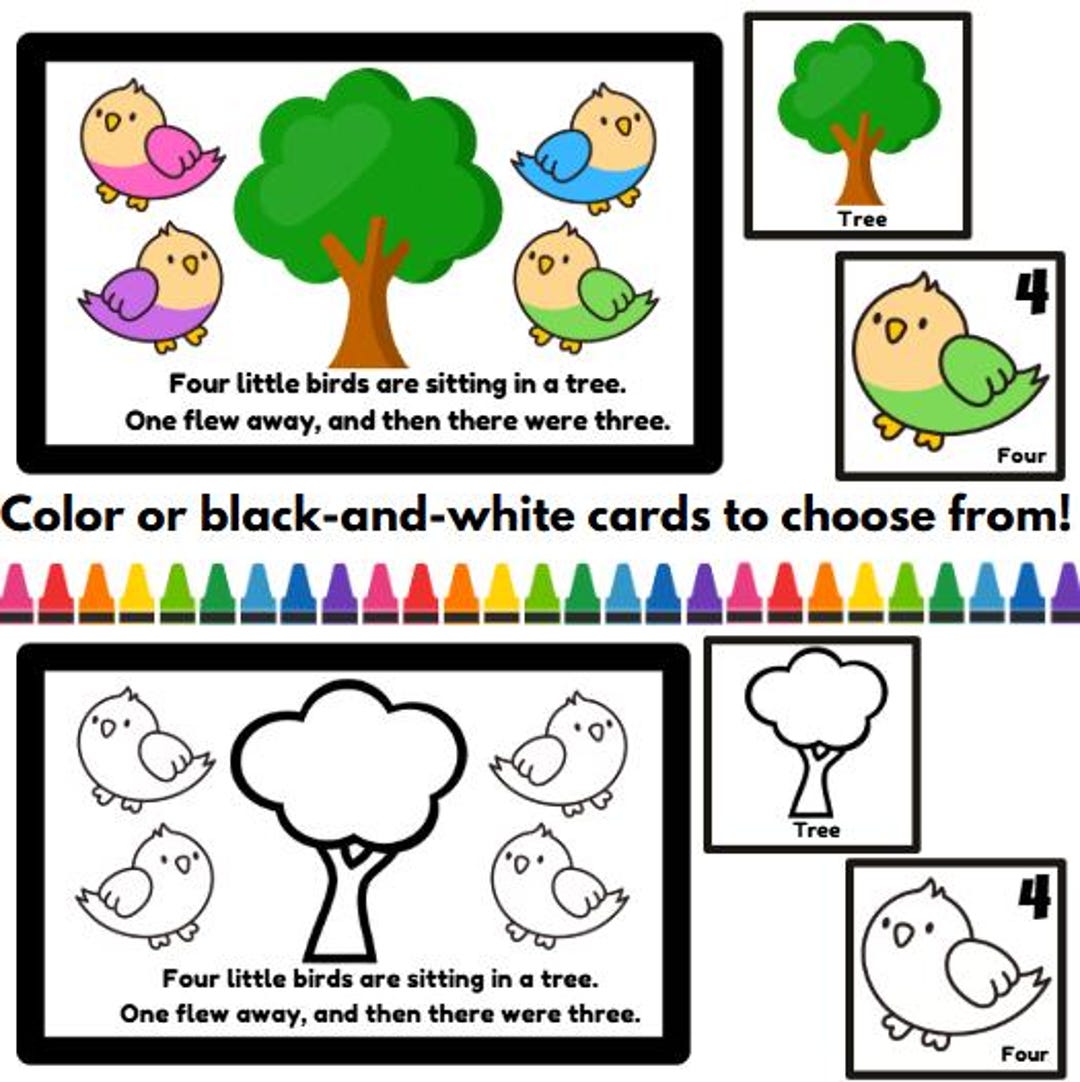 Six Little Birds Circle Rhyme Activity Cards Counting Learning Activity ...