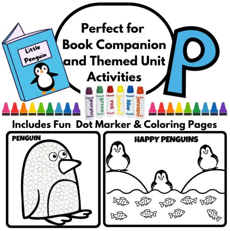 Cut and Paste Penguin Simple Craft and Dot Marker and Coloring Page No ...