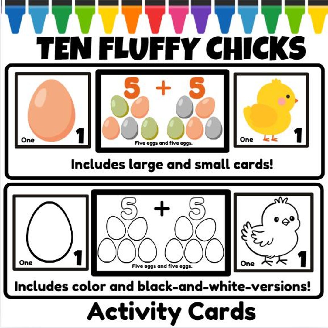 Ten Fluffy Chicks Circle Rhyme Activity Cards Farm Counting Eggs Hen ...