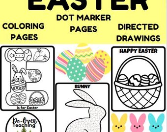 Spring Easter Coloring and Dot Marker Pages Preschool Kindergarten Curriculum Theme Bunny Egg Basket